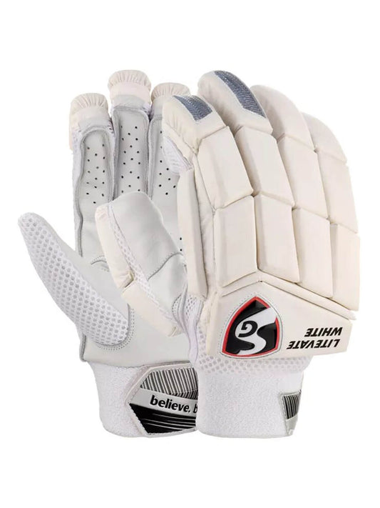 SG - Litevate White Cricket Batting Gloves Mens Size